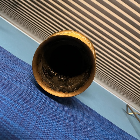 Egyptian Cairo Ware Brass Vase With Silver and Copper Inlay - Picture 4 of 5